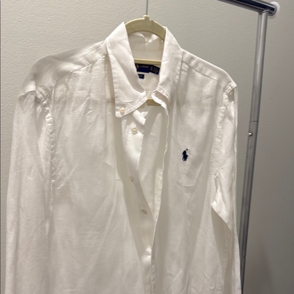 Ralph Lauren White Dress Shirt Classic Linen Design - Picture 4 of 5